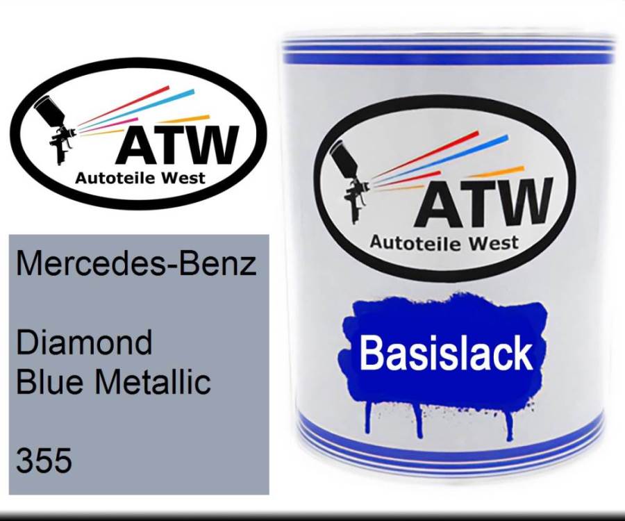 Mercedes-Benz, Diamond Blue Metallic, 355: 1L Lackdose, von ATW Autoteile West.